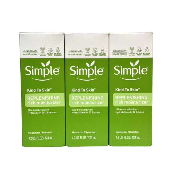Kind simple to Skin Face Moisturizer For Sensitive Skin Replenishing Rich Moisturizer (Pack of 3) | 12-Hour | 12.6 oz