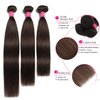 Straight Bundles Human Hair Brown - 12A Brazilian Virgin Hair Bundles Double Weft Weave 100G Unprocessed Bundles Human Hair Extensions For Black Women (16 18 20 Inch, 4 Medium Brown)