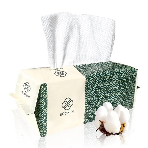 100% Cotton Disposable Face Towels Biodegradable Makeup Remover Wipes facial tissues for Sensitive Skin Care, Wet Dry Soft Towelettes