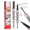 Microblading Eyebrow Pen - 2-in-1 Dual-Ended Eyebrow Pen with 4-Fork-Tip & Eyebrow Brush and Sealing Brow Gel, Creates Natural Looking Brows Effortlessly (Dark Brown)