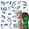 40 Sheets (280 PCS) Luminous Sharks Temporary Tattoos for Kids, Sea Animal Tattoos Stickers Shark Ocean Birthday Party Favors Supplies, Gifts for Shark Goodie Bag Stuffers