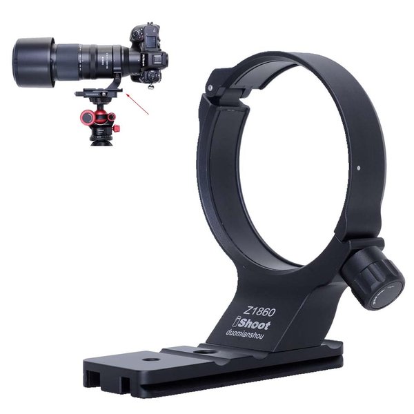 iShoot Lens Collar Tripod Mount Ring Compatible with Nikon Nikkor Z 180-600mm F5.6-6.3 VR, Lens Support Holder Bracket Bottom is Arca-Swiss Fit Quick Release Plate for Arca Clamp Head & Stabilizer