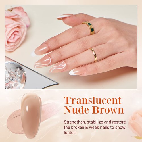 Nail Repair Kit Transparent Nude Brown Broken Cracked Split Weak Nails, Ideal Solution Emergency Easy Quick Fix Dip Powder 28g 1 Oz Quick-Drying Repair Glue 10ml Nail File & Nail Buffer AZUREBEAUTY
