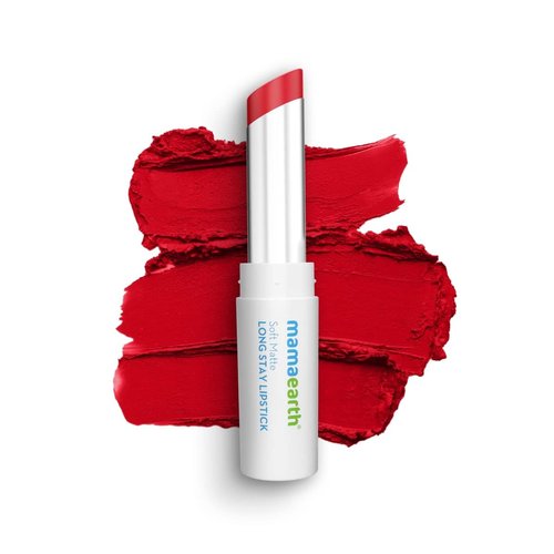 Mamaearth Soft Matte Hydrating Lipstick (07 - Ruby Red) | 12-Hour Long Stay Lightweight Formula | Waterproof & Non-Drying | Smooth Matte Finish | 0.12 Oz (3.5g)