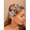 BERYUAN Rhinestone Crystal Flower Hair Comb with Headpiece for Bride, Wedding and Women Girls Silver