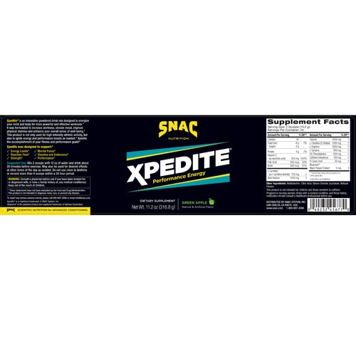 SNAC XPEDITE Preworkout Performance Energy Drink Supplement, Green Apple Pre Workout Powder (24 Servings)