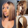 Bob Wig Human Hair Highlight Ombre 13x4 Lace Front Wigs 4/27 Honey Blonde Glueless Wigs Human Hair Pre Plucked with Baby Hair 180 Density 12A Short Bob Wigs for Women Human Hair 12 Inch