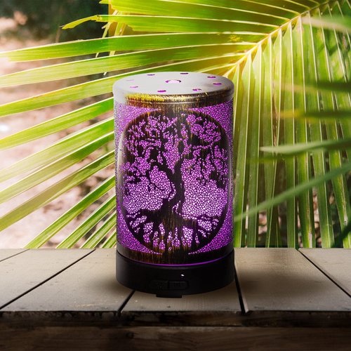 AROMAR Essential Ultrasonic Oil Diffuser Cool Mist Humidifier & Aromatherapy Metal Diffusers for Essential Oils with Auto Shut-Off and 7 Colors LED for Home and Office (Bronze Tree of Life)