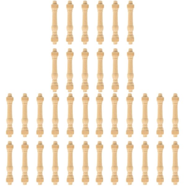 COHEALI 36 pcs Wooden Art Craft Decor Accessory DIY Spindles Unfinished Dollhouse Wood Handrails Layout Models Miniature Furniture for Mini Railing Adornment House Decors Furnitures