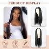LEOSA Long Straight V Part 22Inch Black Synthetic Wig Full Head Clip In Hair Extensions Wig for Women Heat Resistant Fiber Synthetic Hair Extension (22Inch, 22-1B#)