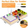 Busy Board Montessori Toys for 1-3 Years Old, Wooden Sensory Board Switch Toy with 19 LED Light, Switch Toys, Button Toy, Travel Activity Educational Learning Toddler Toys for 1+ Year Old Boy and Girl