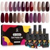 MEFA Gel Nail Polish Set, 12 Colors Burgundy Red Gel Polish Set Champagne Gold Glitter Nail Polish Gel Soak Off Dark Red Purple Shimmer Nude Brown Gel Nail Gifts for Women Girl DIY Salon Home Manicure