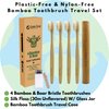 Gaia Guy Bamboo and Boar Bristle Toothbrush (4 Pack) + Travel Case & Silk Dental Floss | 100% Compostable Bristles and Floss | Eco-Friendly Dental Set | Biodegradable & Compostable Wooden Toothbrushes