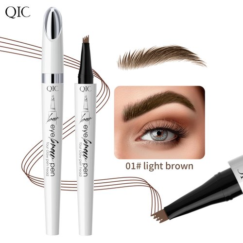 3D Waterproof Microblading Eyebrow Pen,Micro 4 Tip Brow Pen,Long-lasting Natural Eyebrow Magic Pen Microblading Pen Waterproof&Smudge-proof Creates Natural Looking Brows (Light brown)
