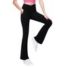 Girls' Activewear Leggings Size 6/7 Years Old Black Bell Bottoms High Waist Cross Yoga Pants with Pockets for Child Workout