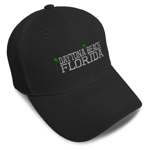 Speedy Pros Baseball Cap Daytona Beach Florida Embroidery Acrylic Dad Hats for Men & Women Strap Closure Black