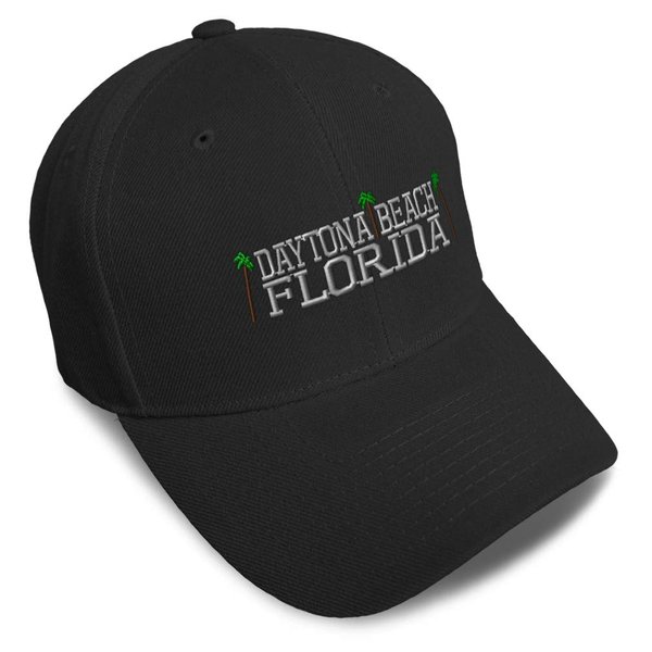 Speedy Pros Baseball Cap Daytona Beach Florida Embroidery Acrylic Dad Hats for Men & Women Strap Closure Black