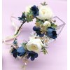 June Bloomy Flower Girl Wedding Headpiece Bridal Flower Crown Spring Wreath BOHO Garland Halo(Royal Blue White)