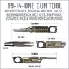 Real Avid Pistol Tool for Gun Maintenance | 19 in 1 Pistol Multitool & Handgun Utility Tool for Striker Fired & 1911 Platforms, Includes 1911 Bushing Wrench, Tanto Knife & Laser Sights Adjusters