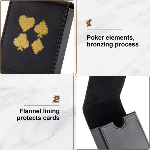 Skylety 2 Pieces Single Deck Pu Leather Playing Card Case Holder Black Brown Card Deck Holder Playing Card Box Protector Poker Cards Case Fits Poker and Bridge Size Cards