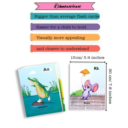 TGC Jumbo Alphabet Flash Cards for Toddlers, 26 Pcs, Ages 1-6, Educational Learning Tool, Fun & Interactive, Develops Letter Recognition & Vocabulary, Perfect for Preschool & Home Use