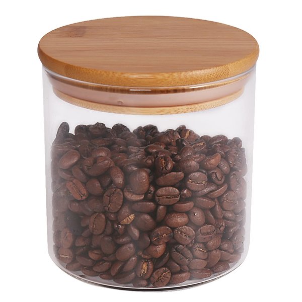 77L Food Storage Jar, 18.6 FL OZ (550 ML), [Thickened Version] Glass Food Storage Jar with Airtight Seal Bamboo Lid - Modern Design Clear Food Storage Canister for Serving Tea, Coffee, Spice and More