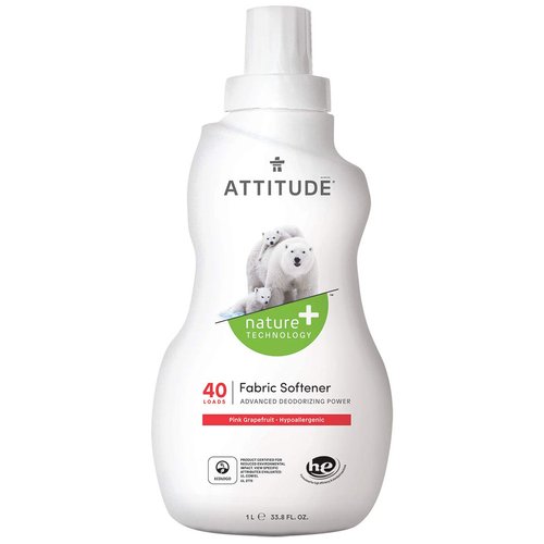 ATTITUDE Fabric Softener, Plant and Mineral-Based Ingredients, HE Compatible, Vegan and Cruelty-free Laundry and Household Products, Pink Grapefruit, 40 Loads, 33.8 Fl Oz