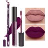 2Pcs Matte Light Purple Lip Liner and Lipstick Makeup Set, Matte Liquid Lipstick 24H and with Lip Liner Set Waterproof Long Lasting labiales mate 24 horas originales matte larga duracion 24 01+13