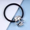Aneneiceera Gothic Viking Hair Band with Skull Ponytail Holder, Black Rope Scrunchies, Punk Skeleton Hair Accessories Jewelry for Women and Girls (Silver)