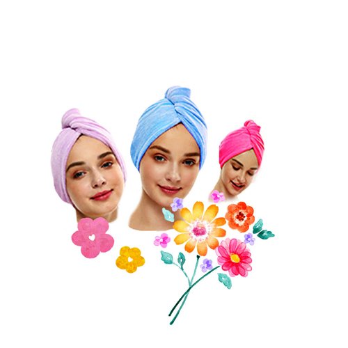 Cottish Microfiber Hair Towel Wrap for Women, Hair Drying Towel with Elastic Strap, Fast Drying Hair Turbans for Wet Hair, Long, Thick, Curly Hair, Super Soft Hair Wrap Towels (Red Rose)