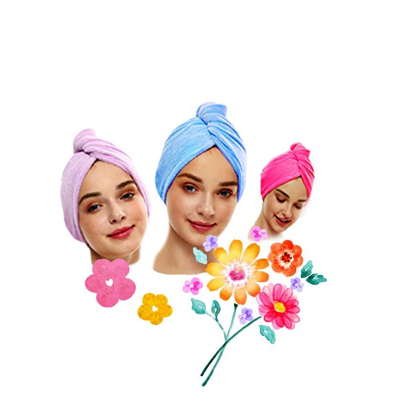 Cottish Microfiber Hair Towel Wrap for Women, Hair Drying Towel with Elastic Strap, Fast Drying Hair Turbans for Wet Hair, Long, Thick, Curly Hair, Super Soft Hair Wrap Towels (Red Rose)