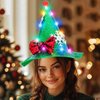 BARTOSI Christmas Hat Headband Light Up Santa Hat LED Xmas Bow Snowflake Headpiece Christmas Hair Accessories for Women (Green)