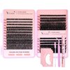 Eyelash Clusters Kit Extensions Wispy 480PCS – D Curl (50D+60D+80D), 8–16mm with Bond & Seal Glue, Tweezers, Brush & 3 Lash Application Pads