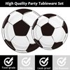 Serves 24 Soccer Birthday Party Plates Napkins Soccer Party Supplies Tableware Paper Dinnerware Decoration for Birthday Party Baby Shower for Soccer Fans, Totally 96Pcs