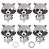 Raccoon Balloons, 6 Pcs Cute Raccoon Foil Balloons, Cartoon Myalr Raccoon Balloons for Woodland Animal Themed Party Camping Birthday Baby Shower