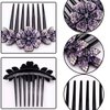 4 PCS Luxury Sparkly Glitter Flower Leaf Rhinestone Black Plastic Hair Side Combs Stylish Elegant Bride Hair Combs French Twist Hairpin Fine Hair Glitter with Long Teeth Hair Barrettes for Women Girls