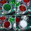 Christmas Nail Art Glitters Sequins, LPOODDNU Winter Nail Art Decorations Flakes 3D White Snowflake Nail Decals Green Red Nail Art Designs Holographic Christmas Winter Glitters for Nails Decorations
