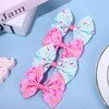 Whaline 4Pcs Ice Cream Sprinkles Bow Hair Clips Cake Donut Sprinkles Pink Cyan Ribbon Hair Bow Barrette Summer Dessert Theme Hairgrips for Women Birthday Party Supplies