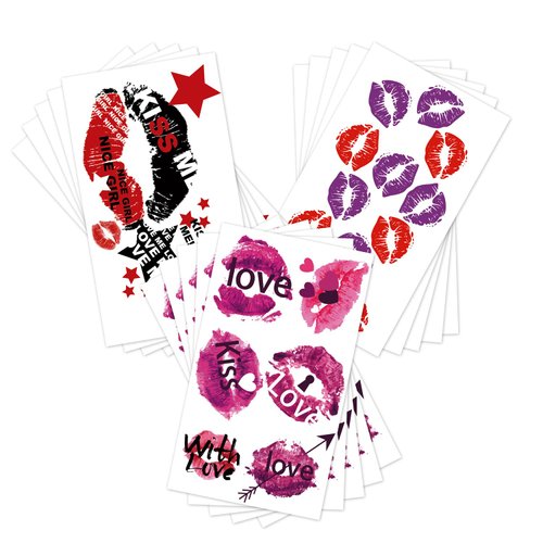 15-Pack Kiss Lips Temporary Tattoo Stickers – 2.3 x 3.9 Inch – Perfect for Halloween, Mother’s Day, and Cosplay Parties for Adults and Kids
