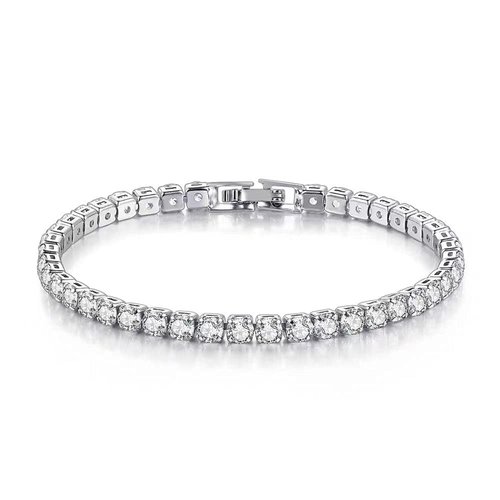 LIZEBOY Diamond Tennis Bracelets For Women,Gold Or Sterling Silver Plated Zirconia Men And Women Tennis Bracelet 7.4 In(Silver)