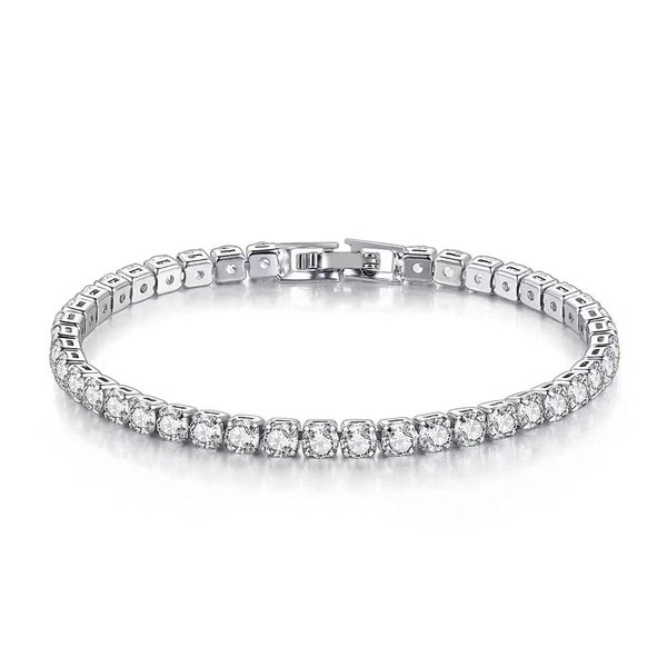 LIZEBOY Diamond Tennis Bracelets For Women,Gold Or Sterling Silver Plated Zirconia Men And Women Tennis Bracelet 7.4 In(Silver)