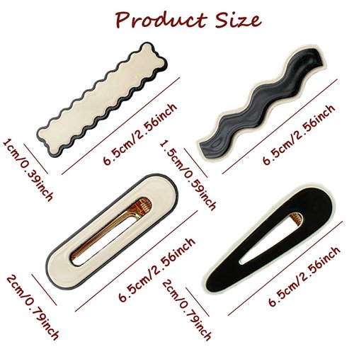 16 PCS Simple No Bend Hair Clips, Black White Checker Hair Barrettes, Acrylic Hair Barrettes for Vintage Hairpin Hair Accessories for Women and Girls