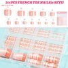 Teenitor 144pcs Press on Toenails for Women, 6 Sets French Tip Toe Press on Nails, Toe Nail Tips Fake Toenails, Fake Toe Nails Glue on Toe Nails Press on
