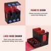 TiMOVO MTG Deck Box, MTG Commander Card Deck Box with Commander Display & Dice Tray Fits 400+ Unsleeved Cards, Leather Magnetic Card Storage Case with 6 Dividers for TCG CCG Magic Cards, Black+Red