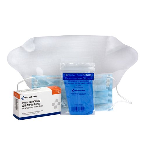 First Aid Only 21-024 Eye Shield, Face Mask, and Gloves Kit