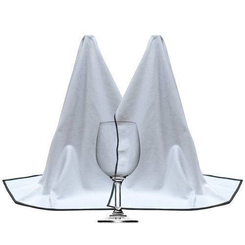 POLYTE Professional Microfiber Wine Glass Fine Polishing Cloth (18x28, 2 Pack, White/Black)
