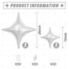 Silver Star Balloons,12Pcs Four Angle Star Foil Balloons,26Inch and 10Inch Silver Quadrangle Star Helium Mylar Balloons for Birthday Anniversary Baby Shower Wedding Party Decorations