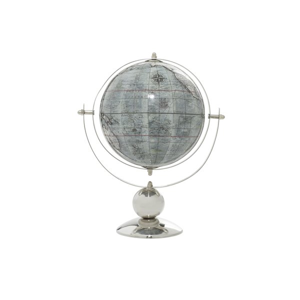 Deco 79 43486 Decorative Globe with Stainless Steel Stand, 6"L x 9"W x 11"H, Brown