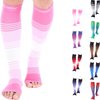 Doc Miller Open Toe Compression Socks Women and Men 20-30mmHg, Toeless Compression Socks Women, Support Shin Splints, Calf Recovery, Varicose Veins, 1 Pair Small Pink Pink White