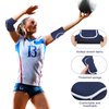 Sosation Volleyball Arm Sleeves Volleyball Knee Pads with Protection Pad, 2 Pairs Hitting Passing Forearm Sleeves 2 Pairs Soft Kneepads Compression Volleyball Gear for Youth Training (Black Blue)
